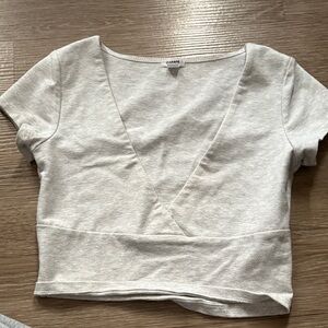 Garage Gray V-Neck Crop Top